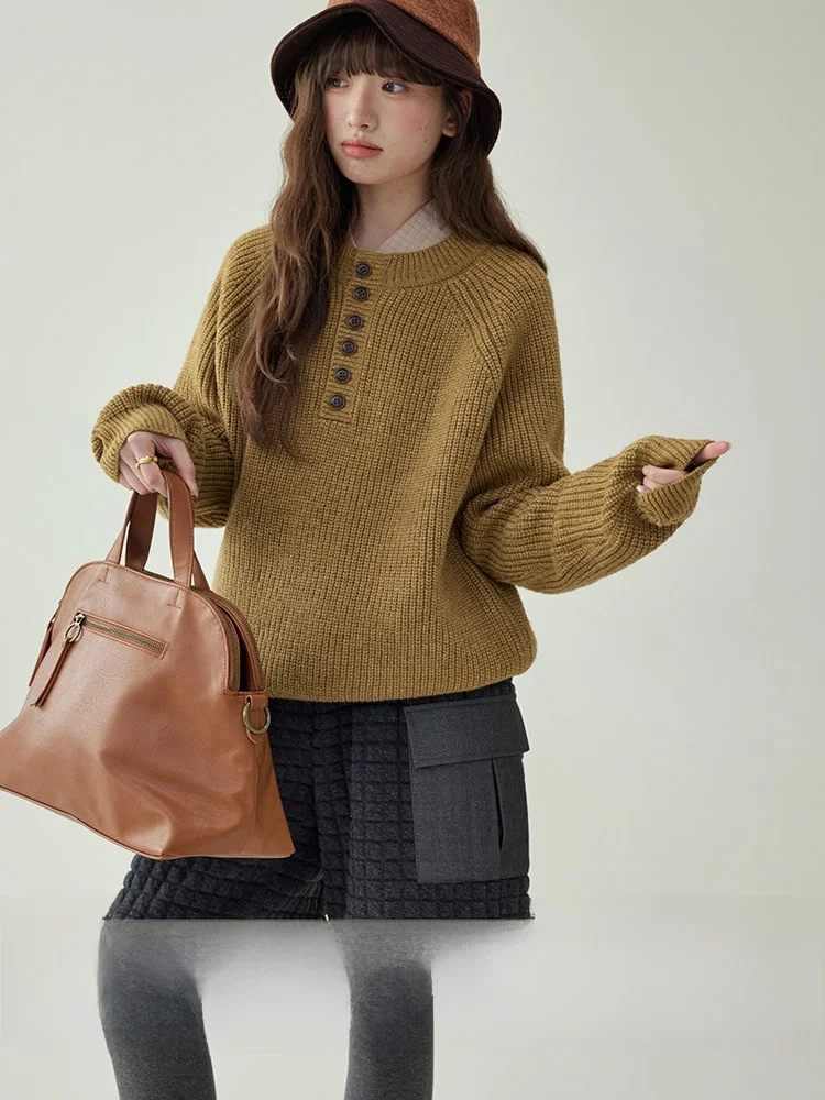 

AMUU Оригинальный модный свитер свободного кроя с круглым вырезом и открытыми плечами для женщин, новинка зимы, повседневный топ в стиле кэжуал для города