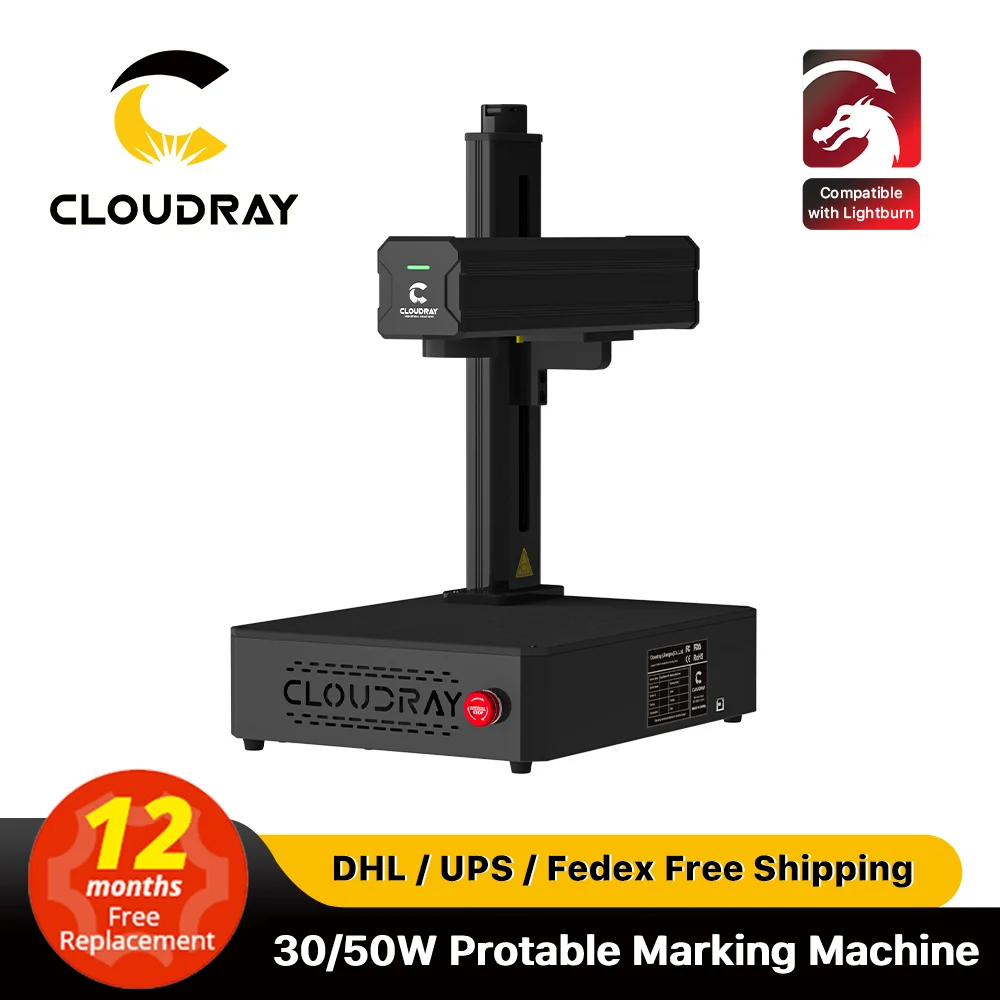 Máquina de marcado de fibra Cloudray 30W portátil para joyería DIY anillo de oro y plata pulsera máquina de grabado láser de corte de Metal
