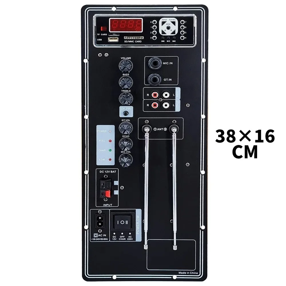

12V 110V 220V Digital Bluetooth 200W 100W+100W Amplifier Board for 8-18 Inch Speaker with Microphone Guitar Input 38 16 CM