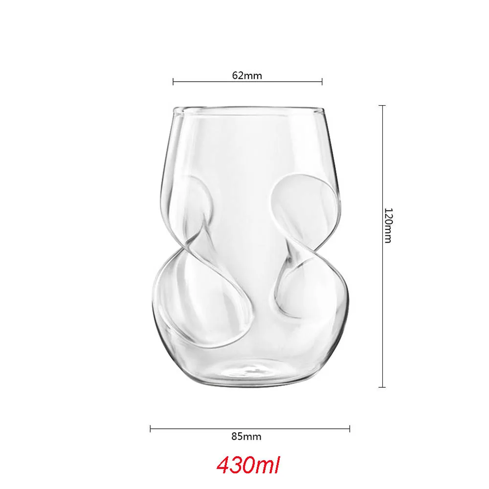 Stemless Wine Glasses, Clear Glass with Finger Indentations, Naturally Aerates Wine, Unique and Elegant Drinkware, 16 oz