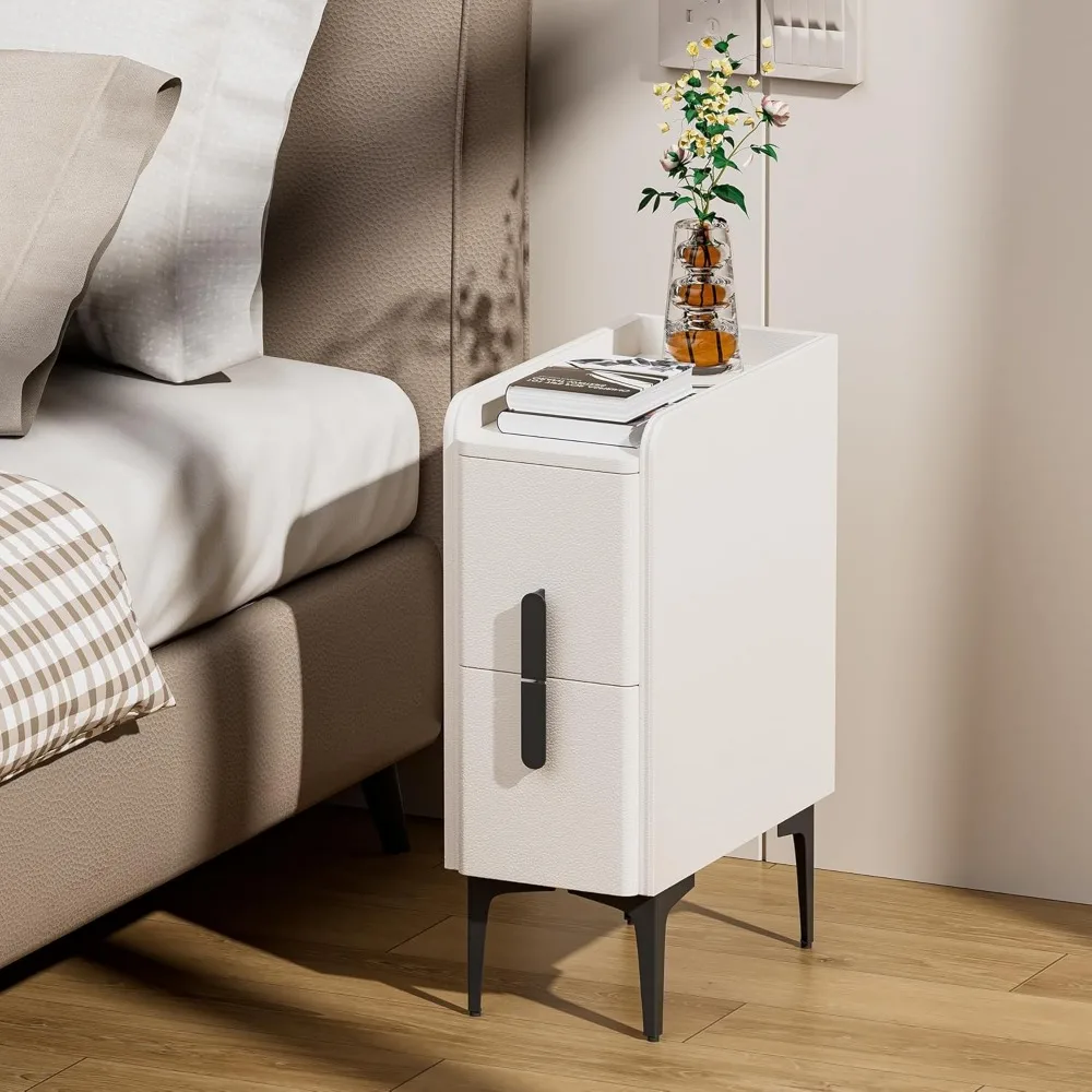 منضدة رفيعة من الجلد مع درجين لغرف النوم والمساكن والمكان المعيشة #6