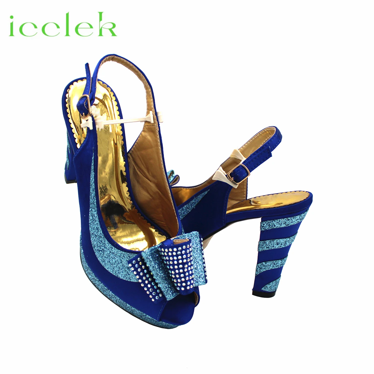 Royal Blue 2023 New Arrivals Fashionable African Women Shoes Matching Bag Set Comfortable Heels with Platform for Wedding Party