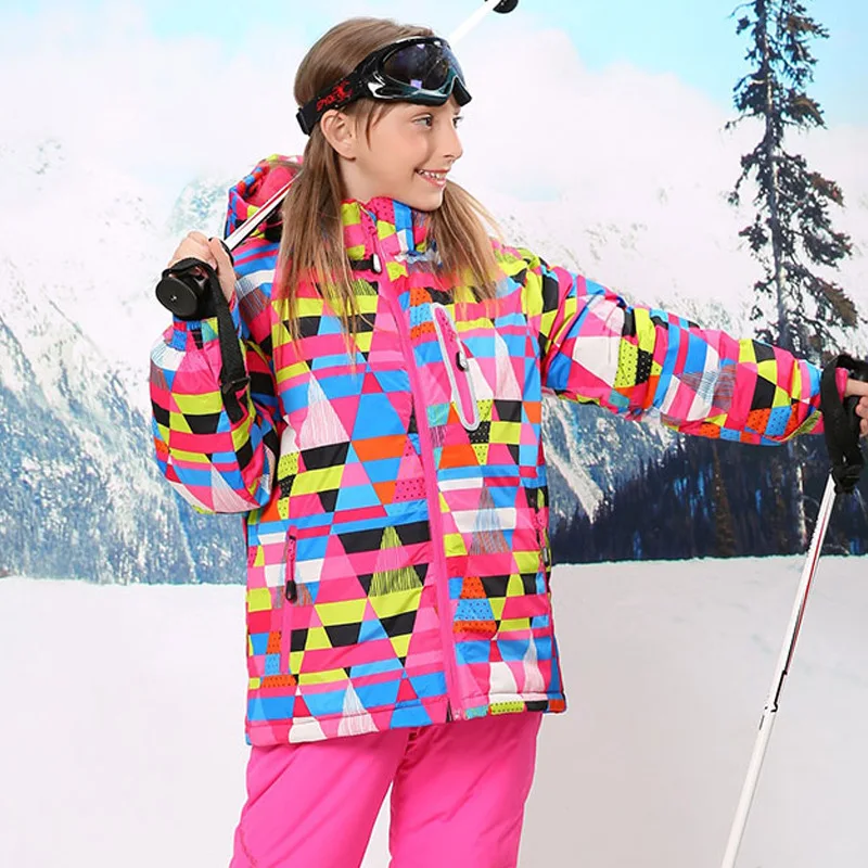 

-30℃ Children's ski jacket waterproof Boys Girls' Snow Warm Coat 5 6 7 8 9 10 11 12 13 14 15 16 Retro style 2024 pink blue