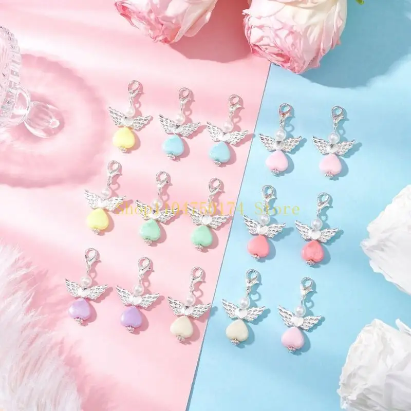 Angel Pearls Beads Pendant Keychain,Angel Fairys Dangle Charm with Swivels Clasps Hook for Bag Pouches Purse Key top sale