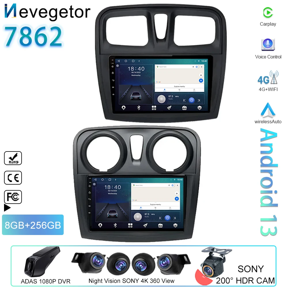 

For Renault Logan 2 2012 - 2022 Sandero 2 2013 - 2022 Car Radio Multimedia Video Player Navigation GPS Android No 2din 2 din dvd