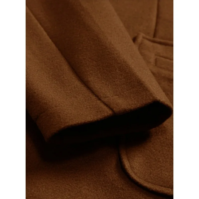 KIDWHXR Herren-Mantel, Herbst-Winter, doppelreihige Jacke aus Wollmischgewebe, Herren, lange Ärmel, mit Taschen, mittellange Länge, lässige Herren-Oberbekleidung. – Detail 22