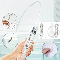 Refrigerator Drain Clean Brush Dredge Tool Drain Hole Kit Cleaning Wash Brush Suction Syringe Hose Fridge Cleaner Stick