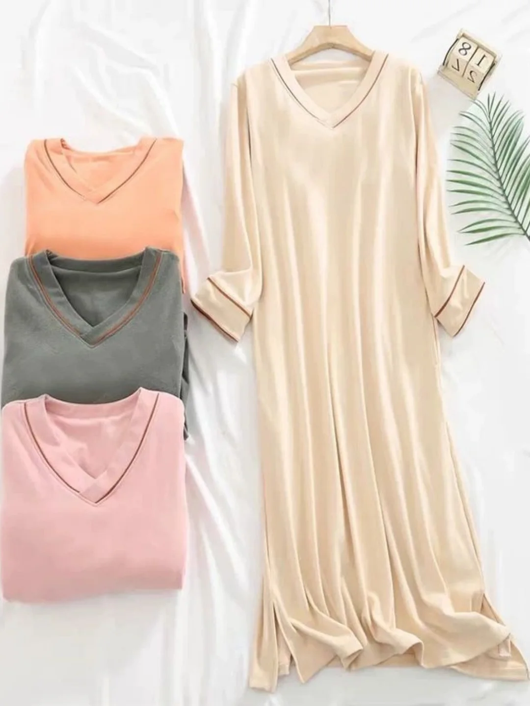 

Удобное повседневное домашнее платье с V-образным вырезом и вставками, свободного кроя, скрывающее недостатки фигуры, длиной до колена, А-силуэт, для женщин больших размеров