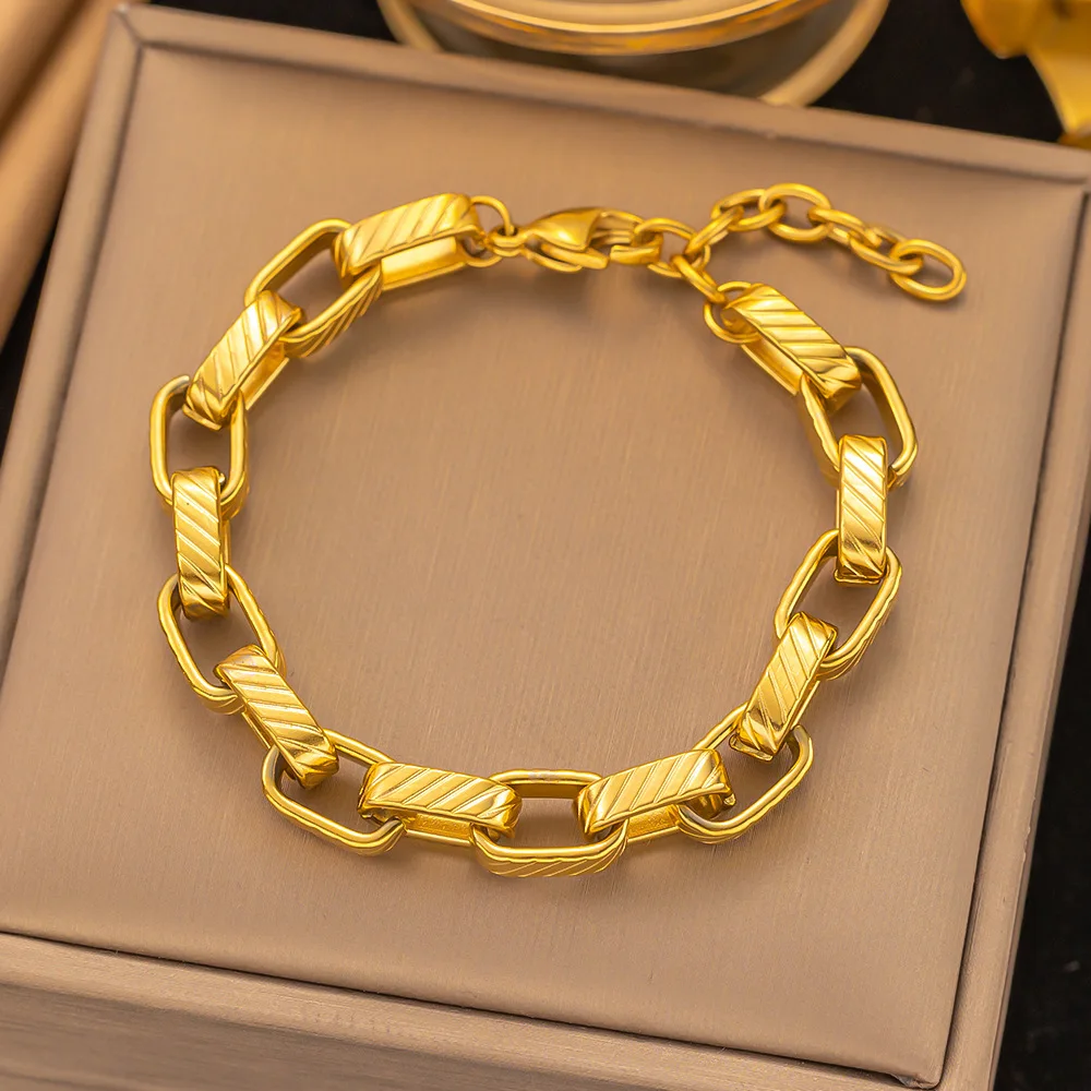 

316L Stainless Steel Twisted Bracelet Bangles For Women Trendy 18K Gold Plated Wrist Chain Waterproof Jewelry Gift Party