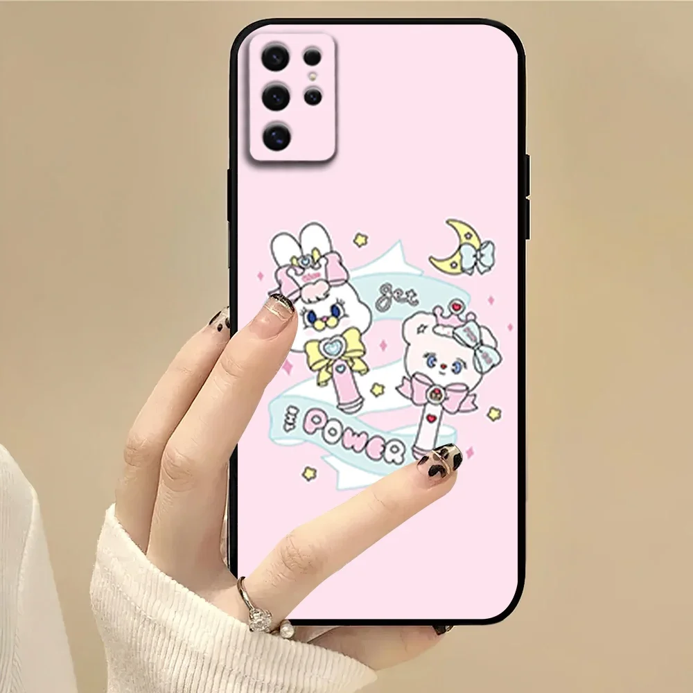 Funda de teléfono con bonito conejito de dibujos animados para Samsung S22 S23 A73 A72 A71 A54 A53 E carcasa suave de Color Ultra