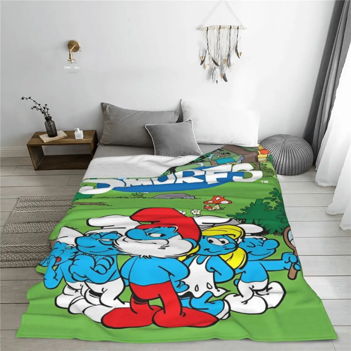 The S-Smurfs Blue Cartoon Anime Blanket Ultra-Soft Velvet Comfortable Gift Throw Blanket Quilt