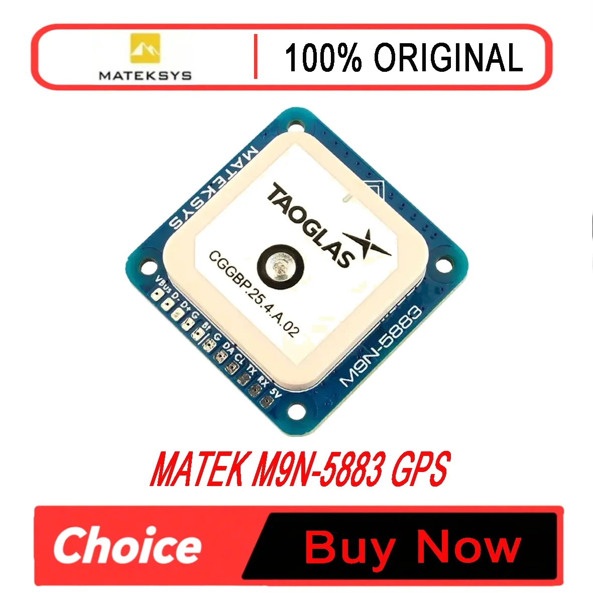 MATEKSYS M9N-5883 GPS with Compass, 25Hz NEO-M9N Multi-GNSS -167dBm Sensitivity for FPV Racing & Long Range Drone