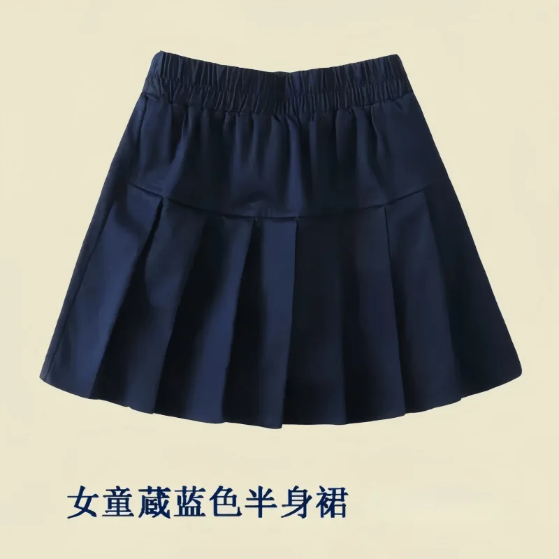 Khaki Navy Blue Girls Pleated Skirt Summer Kids JK School Uniform Half Skirt Black White Casual Mini Skirt