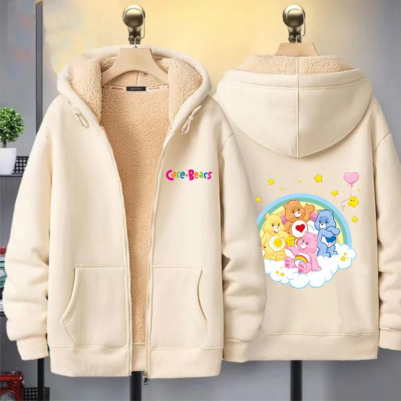 Caring Bears Frauen Jacke Mit Kapuze Sweatshirt Mantel Cartoon Anime Gedruckt Fleece Warm Zipper Kleidung Outwear Kleidung Geburtstag Geschenk