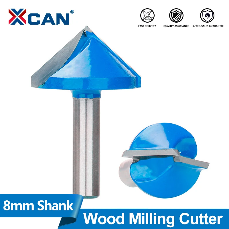 XCAN 1 Stück 8mm Schaft 60/90 Grad V-förmiger Nutfräser V-Form CNC Gravurfräser Hartmetall-Fräser Holzbearbeitungswerkzeuge
