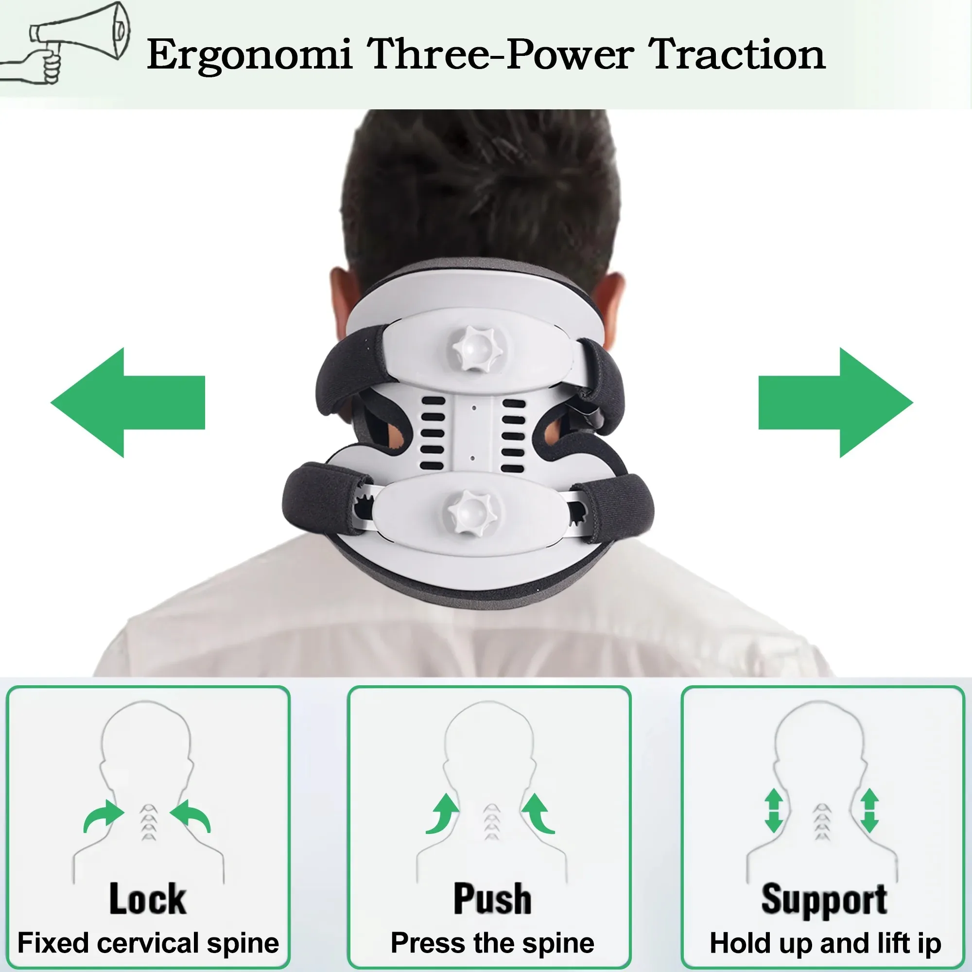 Tutore per il collo con collare cervicale per alleviare il dolore e la pressione della colonna vertebrale, taglia unica