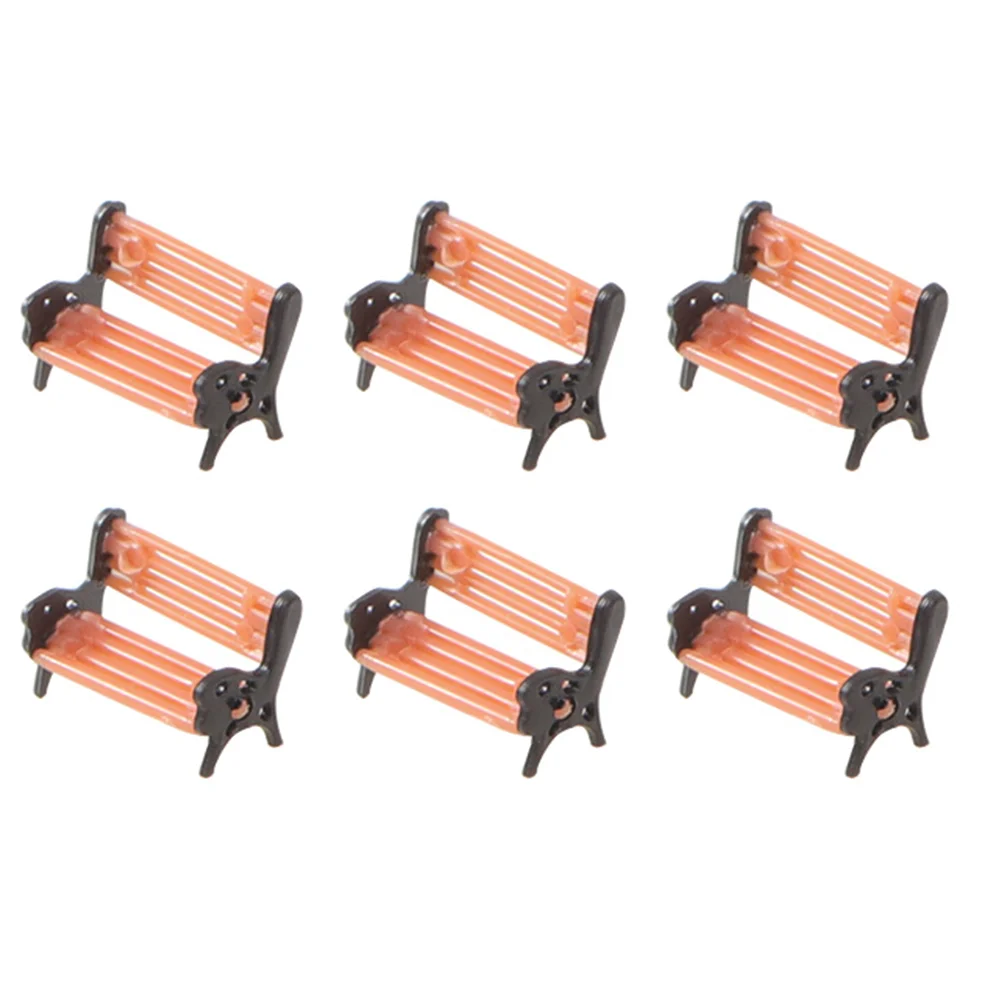 6 Pcs Park Chair Model Decor Dollhouse Small Bench Accessory Mini Miniature Ornament Decorate Models Plastic