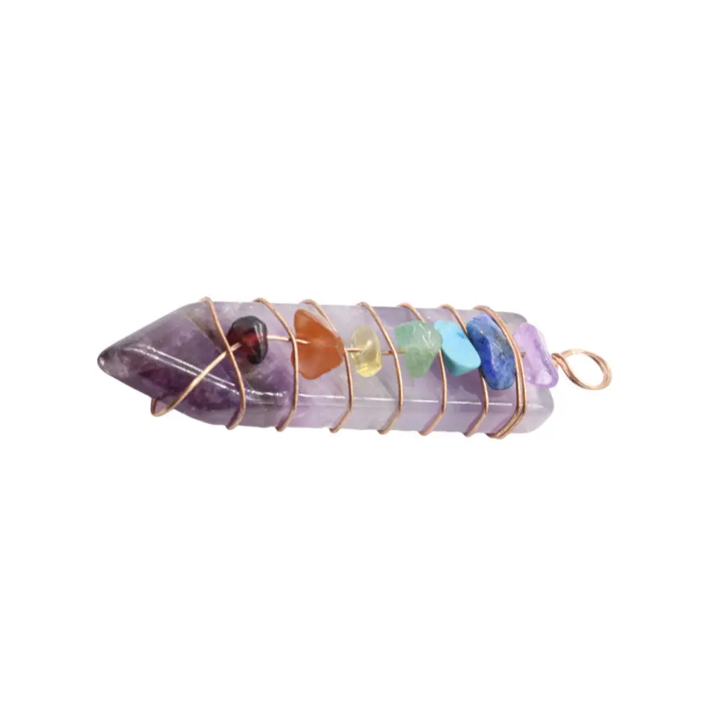 Natural Crystal Arrow Pendant Colorful Necklace DIY Accessories for Women Party Costume Decoration Purple Stone