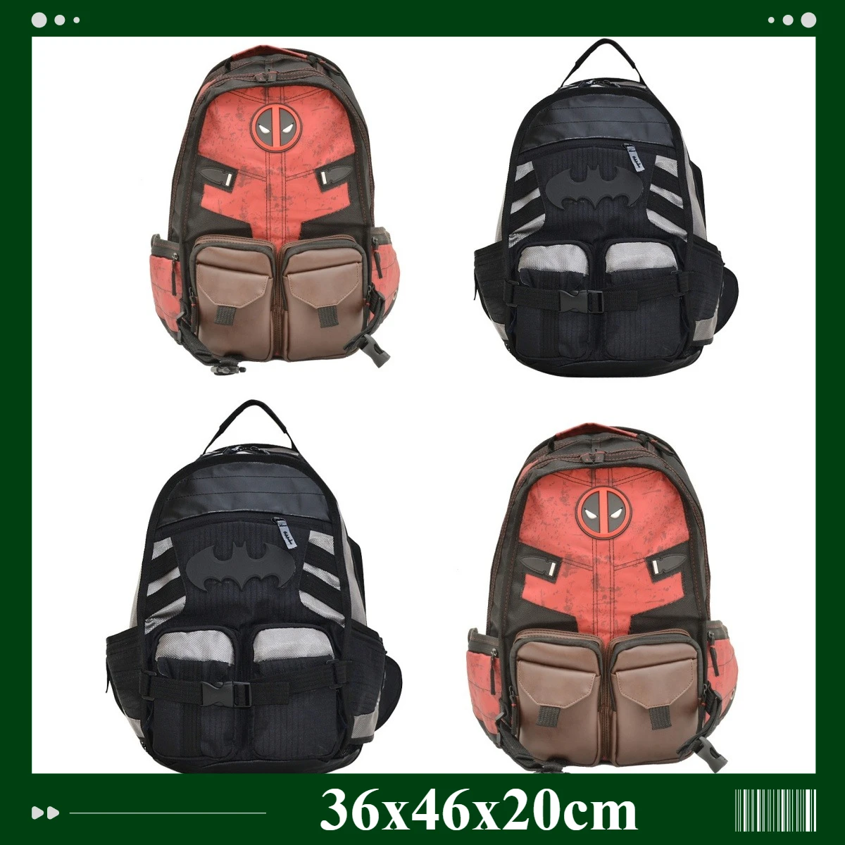 Многофункциональный рюкзак в стиле аниме Дэдпул Бэтмен, 36x20x46 см, большой вместимости, с отделением для ноутбука, дорожный рюкзак для мужчин, подарок на день рождения