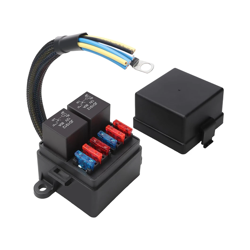

ABILKEEN 12V/24V 4-Way Fuse Box w/ 4/5 Pin Relay 2/3 Relays IP65 Waterproof for Truck RV Marine Heavy Duty Upgrade Plug & Play