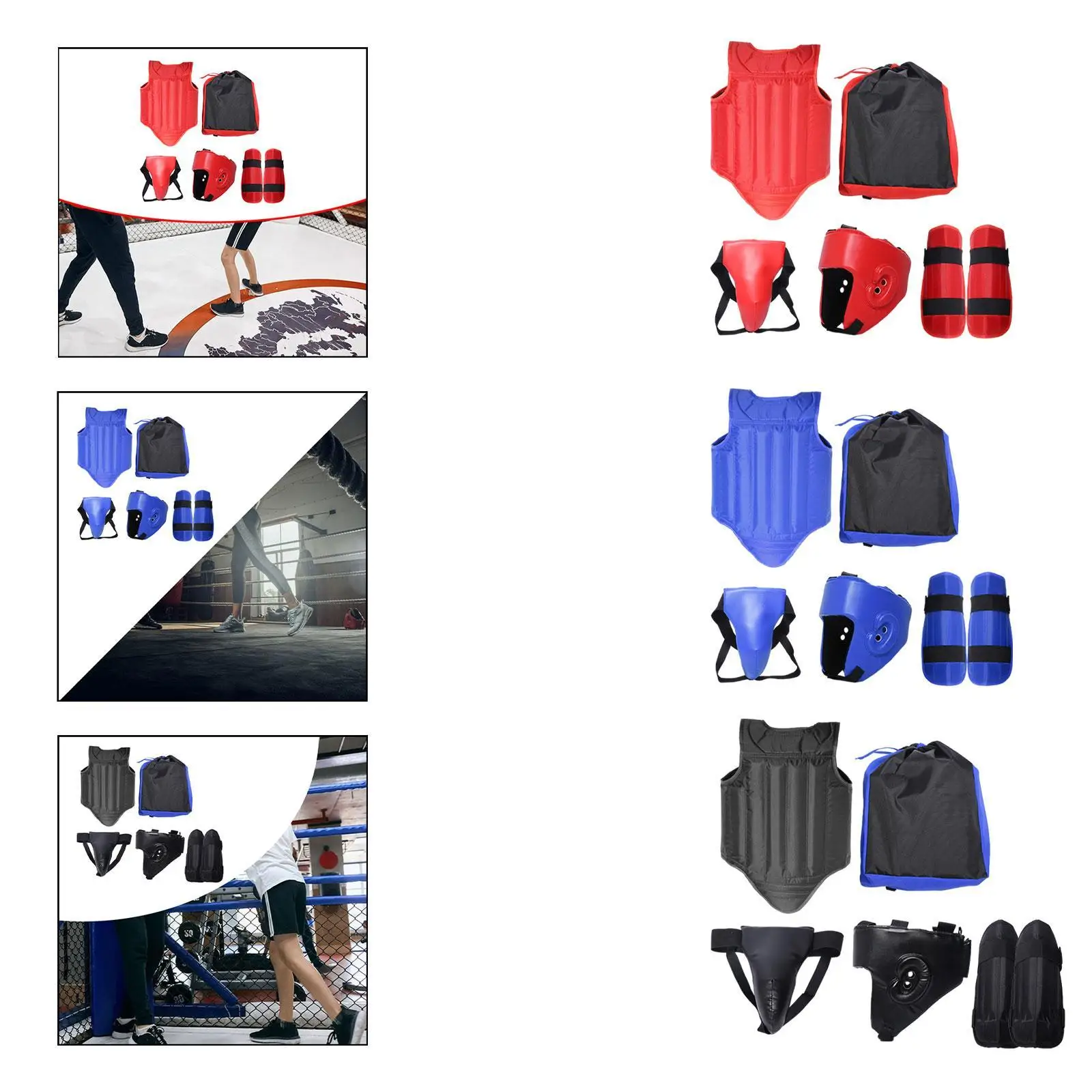 

Taekwondo Protector Gear Equipment Set Belly Protection Pad Leg Guards for Sanda
