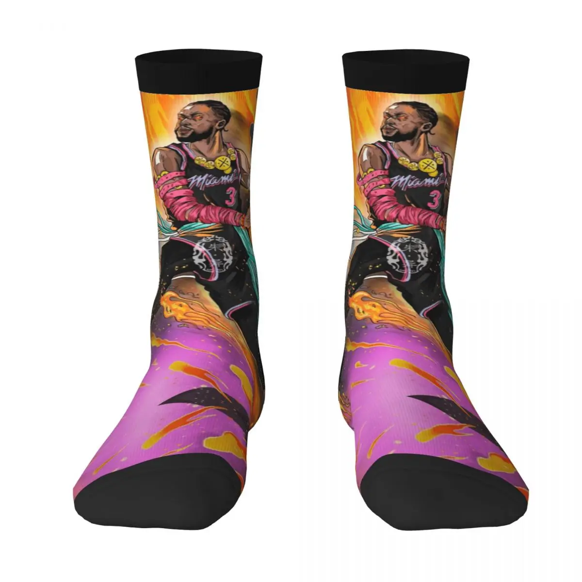 Dwyaneer And Wade D-Wade WOW 2023 Basketball Stars (7) Contrast color socks Knapsack Compression Socks Funny Novelty Funny