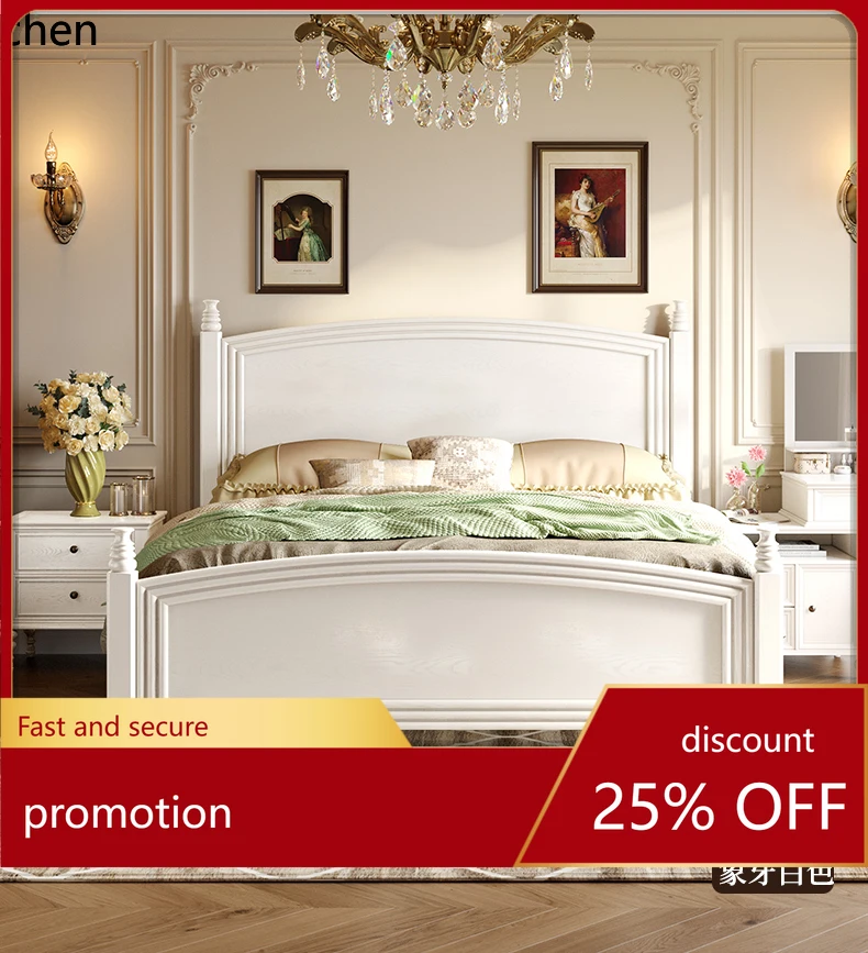 

HXL Wooden Bed Simple 1.51.8 Master Bedroom Double Bed Room Decor