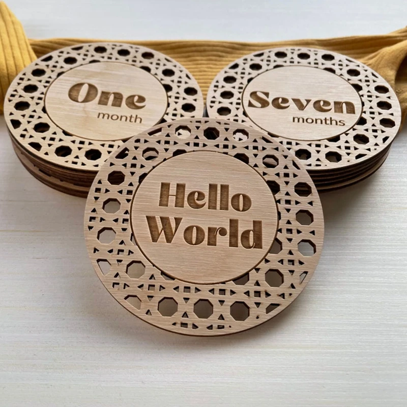 13pcs  Wooden Baby Milestone Discs, Baby Monthly Markers, Baby Shower Gift, Newborn Photo Props, New Baby Gift