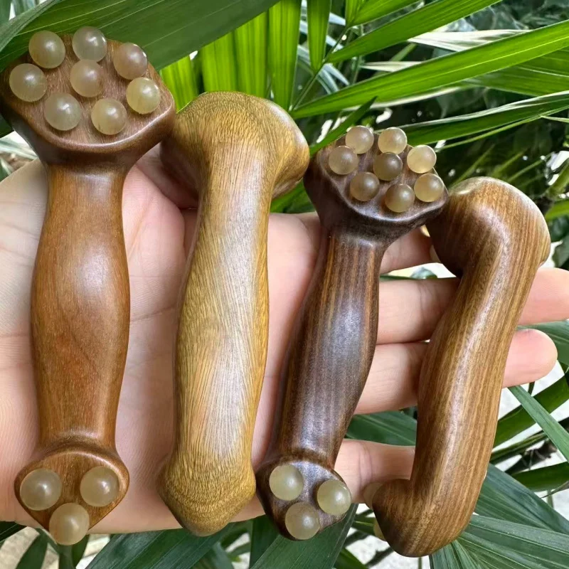 Green Sandalwood Horn-Shaped Ruyi Massage Stick, Facial , Eye Unblocker, Acupoint and Meridian Massager
