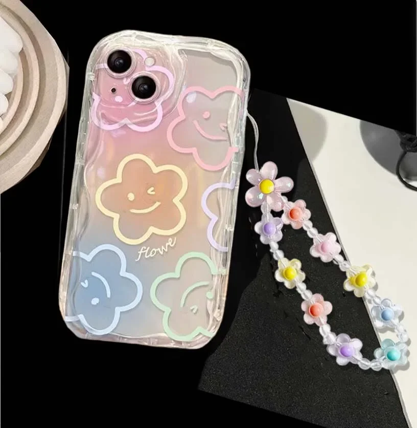 Przezroczyste etui z łańcuszkiem w kształcie serca i kwiatów do Xiaomi Redmi Note 14 Pro 5G 13 12 11 10 9 Plus 10s 11s Turbo 4 14C 13C Cover Si