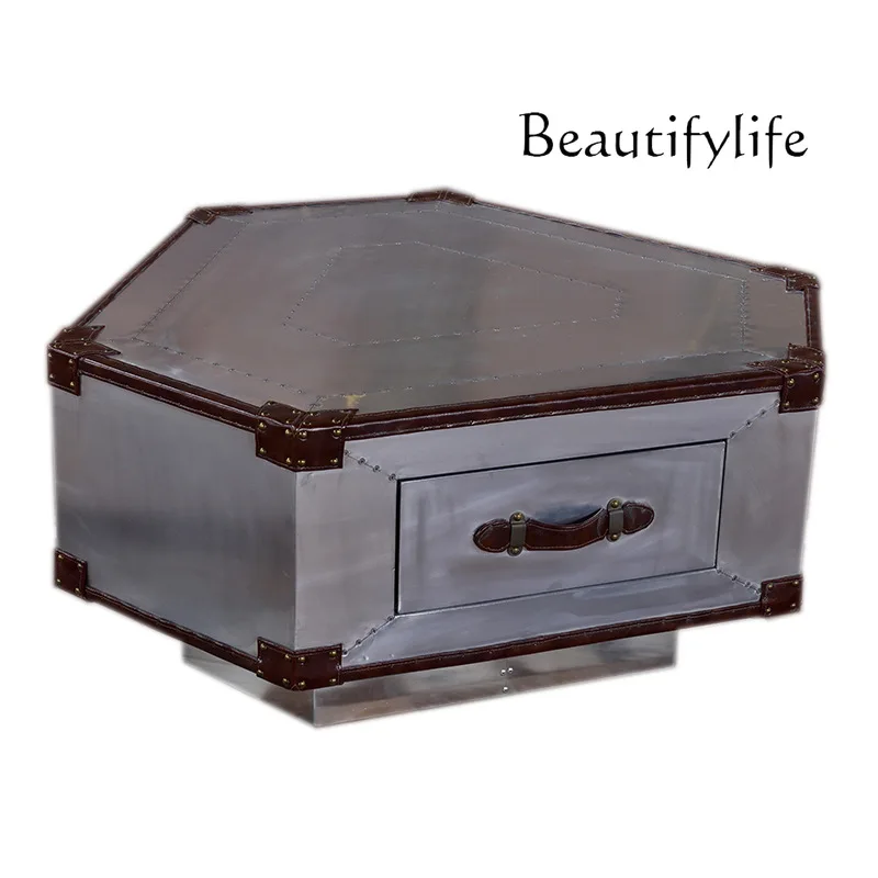 

Bar coffee table bar club coffee designer hexagonal trapezoidal aluminum leather rivet metal