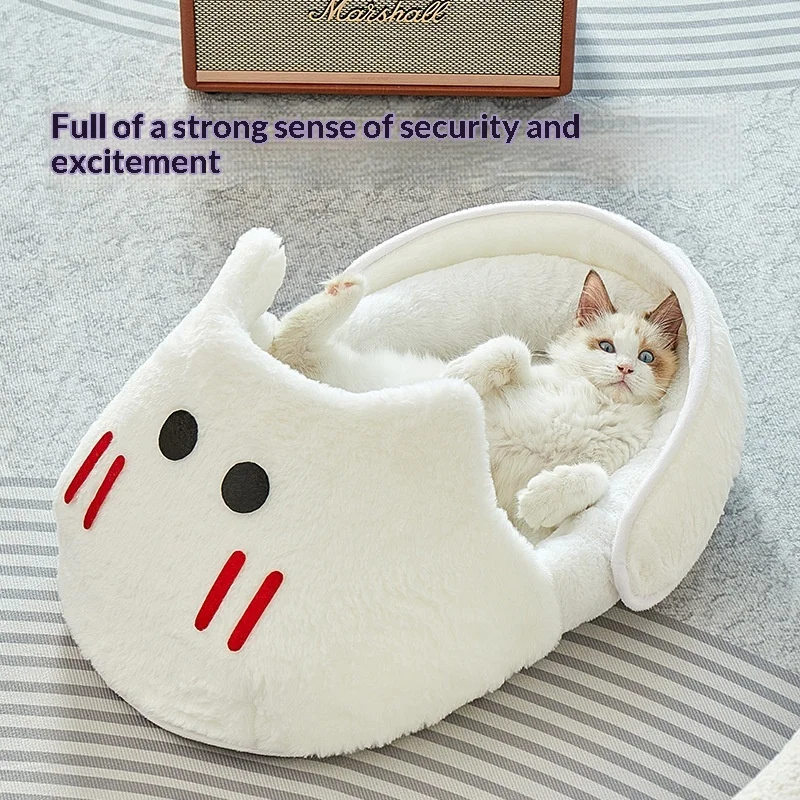 Cama semicerrada cálida para gatos y perros pequeños, nido extraíble - imagen 4