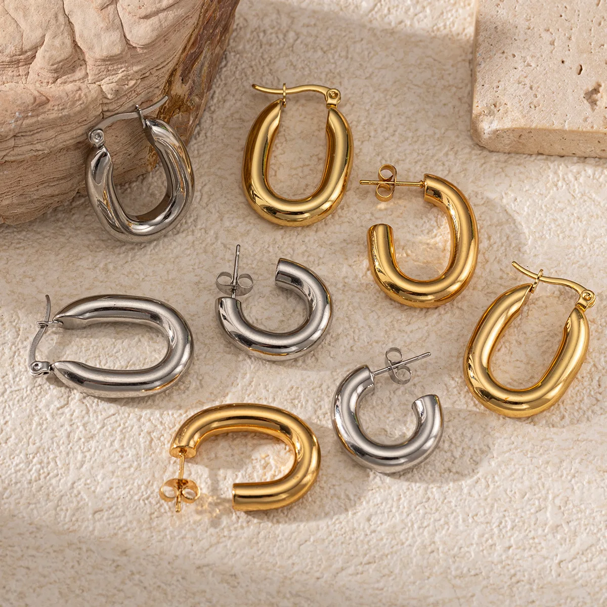 Chunky Huggie Earri… - image