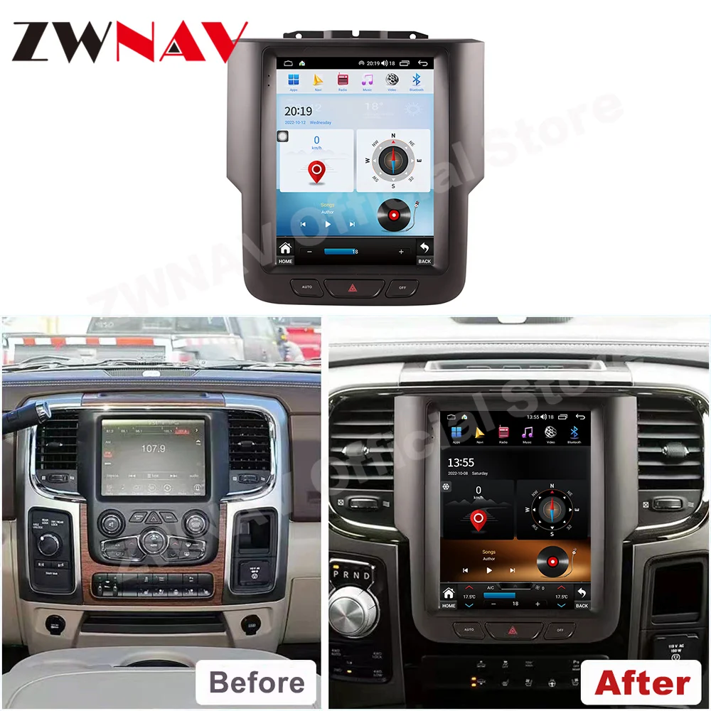 For Dodge RAM 1500 2500 3500 2014 2015 2016 2017 2018 Android 13 Car Multimedia Player GPS Navi Carplay Auto Stereo Head Unit