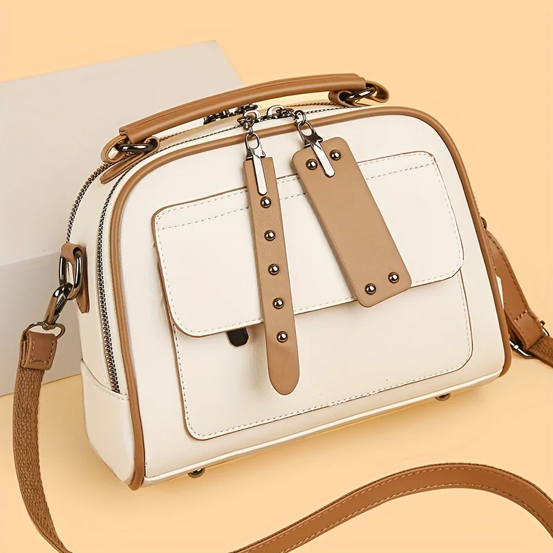New Fashionable Women's Versatile Bag, Multi-layer Large Capacity Shoulder Bag, Simple Casual Leather Crossbody Bags
