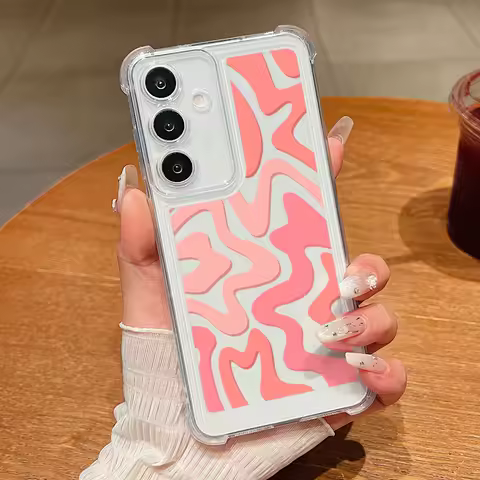 Soft Silicone Striped Case For Samsung Galaxy S25 Edge S24 S23 S21 FE S22 Ultra A56 A36 A16 A15 A55 A54 Shockproof Phone Cover