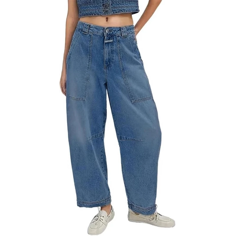 ผู้หญิง 2025 ใหม่เอวสูงหลวม Fit Flared Bootcut DENIM กางเกงยีนส์สบายๆสวมใส่ทุกวันแฟชั่นอินเทรนด์ฤดูร้อนยืดกางเกง