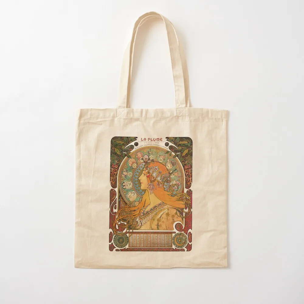 HD. Zodiac (Original version), by Alphonse Mucha (1896) ORIGINAL COLORS Tote Bag canvas tote eco bag folding Custom bag