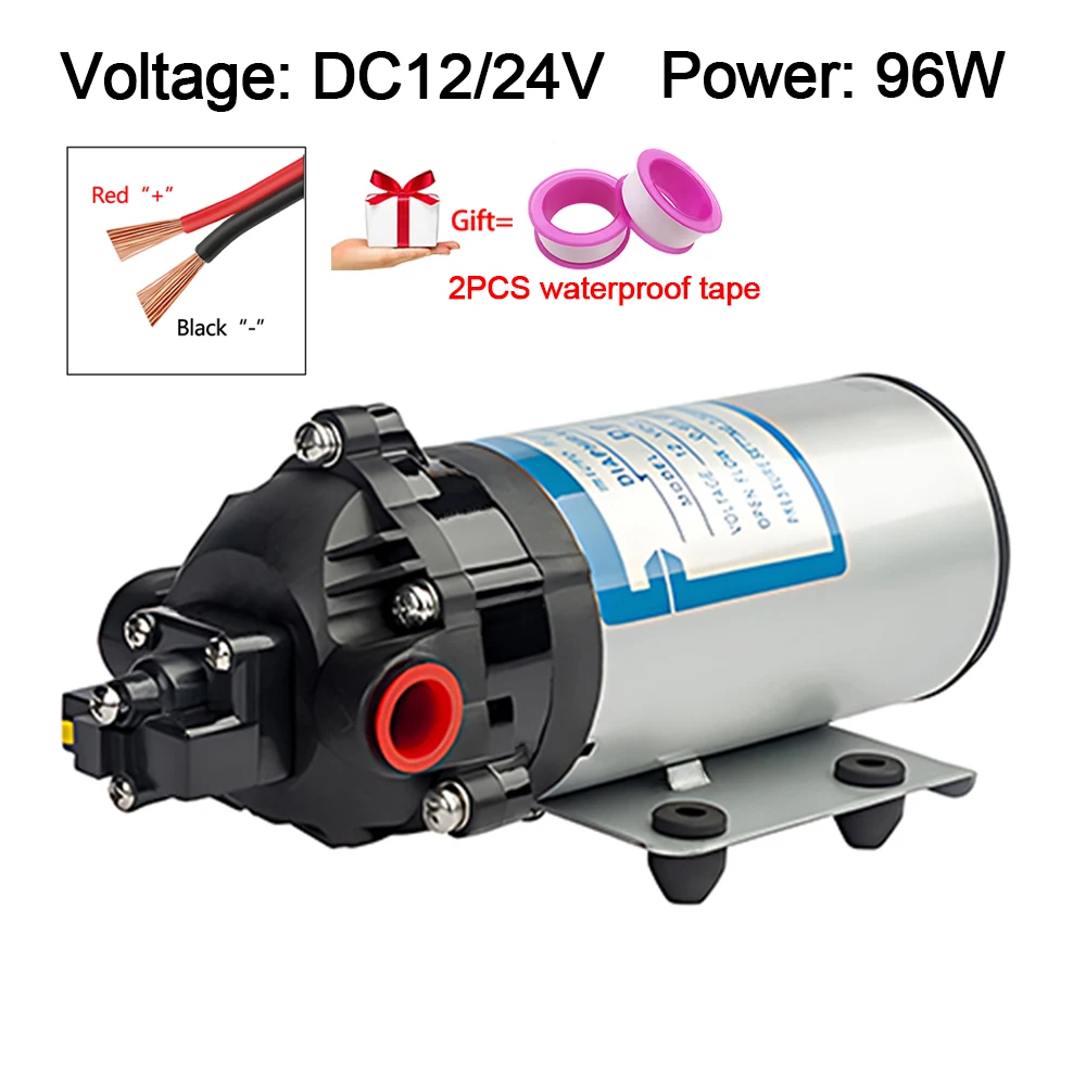 DC12V/24V Diaphragm Water Pump 96W Self‑priming Spray Pump With/Without Pressure Switch For Irrigation Car Wash Water Transfer