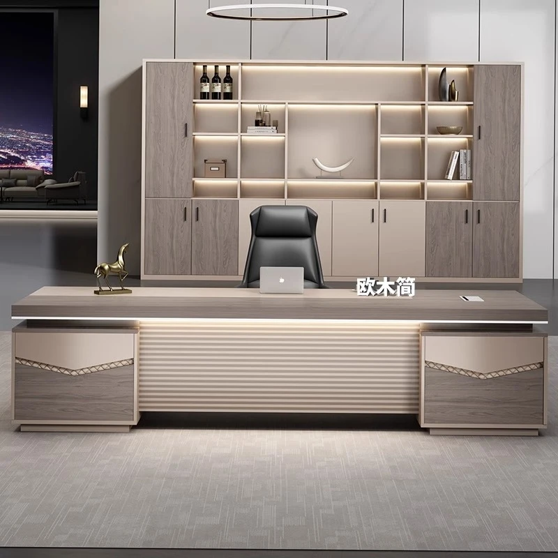 

Комплект: кресло и стол, простой современный офисный стол для руководителя, большой стол для начальника, компьютерный стол для руководителя, легкий люкс