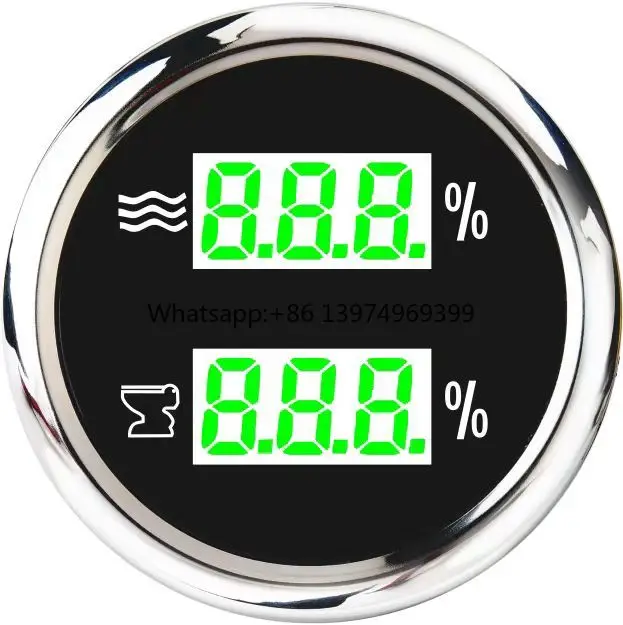 52mm RV Truck Boat Digital Clean Water Sewage Meter Level Gauge