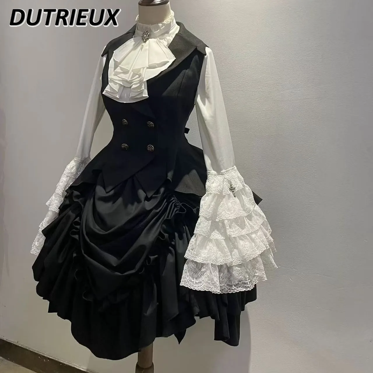 Japanese Gothic Style Sweet Girl Lolita Vest Spring and Autumn New Double-breasted Slim-fitting Sleeveless Jacket Waistcoat