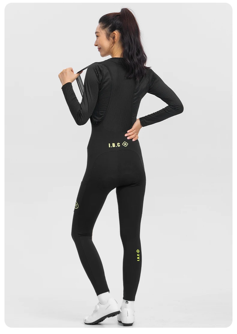 INBIKE Herbst Winter Neuer Stil Damen Fleece-Trägerhose Hochgeschnittene Warme Langstrecken-Radhose – Detail 14