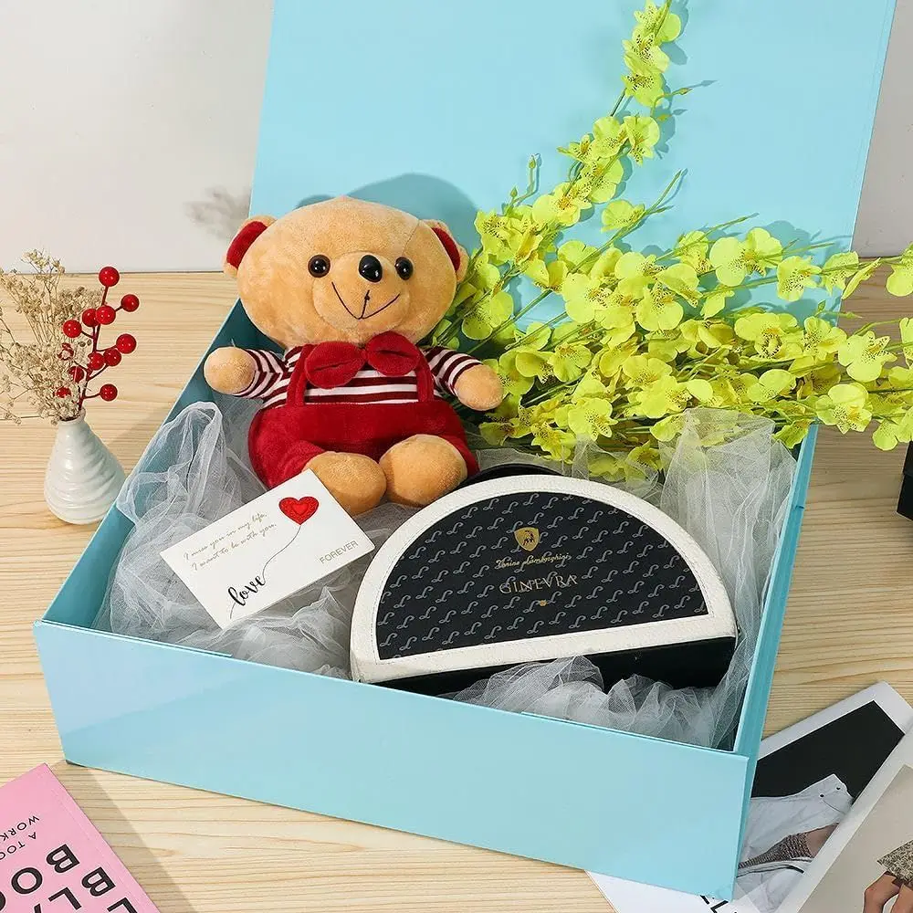 مجموعة ثلاثية من علب الهدايا الزرقاء XL - 19 × 16 × 6 بوصة، غطاء مغناطيسي للإغلاق، مثالية لرفقاء العريس وأعياد الميلاد وأعياد الميلاد والكبيرة