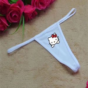 أنيمي لطيف طباعة مرحبا كيتي ثونغ تي السراويل للنساء ، سراويل منخفضة الخصر ، بيكيني مثير ، مريح ، تنفس ، حزام رقيق ، هدية أفضل 10 مبيعات بيكيني مرحبا كيتي - رقم 2