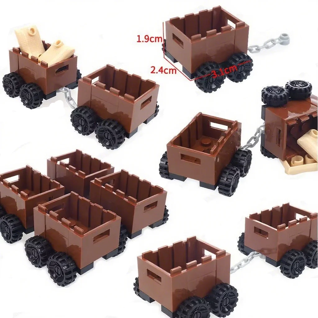 

2 sets, building blocks mini chain box car, with chain, can be connected with transport vehicles, DIY assembled toys.