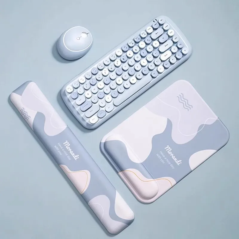 1-Piece Wrist Support Mouse Pad with Wrist Rest, Ergonomic Thickened Non-Slip Office Desk Keyboard Wrist Rest, Computer Laptop Wrist Support Pad, Pressure Relief for Long Hours of Typing, Keyboard Wrist Support Pad, Su
