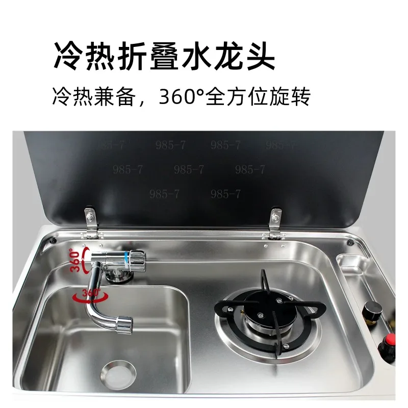 304 Stainless Steel Hardware Accessories, Sink and Gas Stove with Lid
