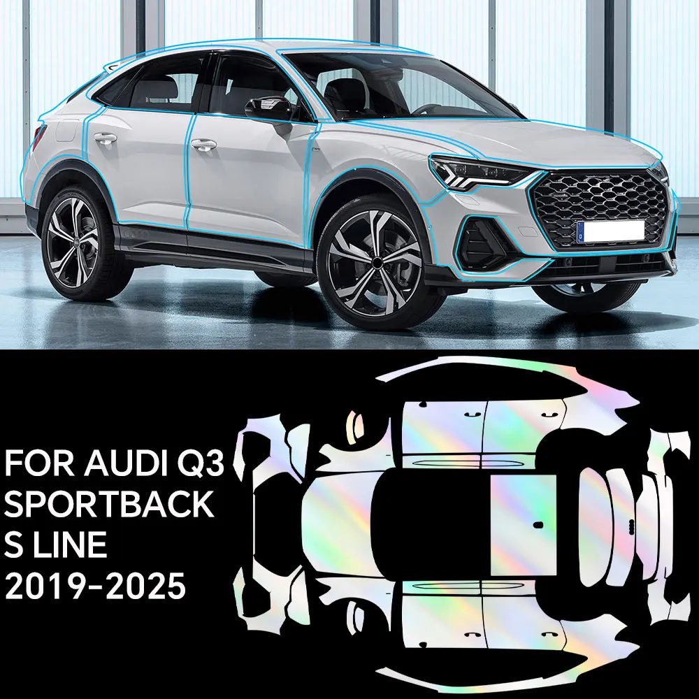 

Изготовленная на заказ предварительно вырезанная защитная пленка для Audi Q3 Sportback S Line 2019-2024, прозрачный бюстгальтер для полного автомобиля, предварительно вырезанная защитная пленка для краски PPF, прозрачная ТПУ