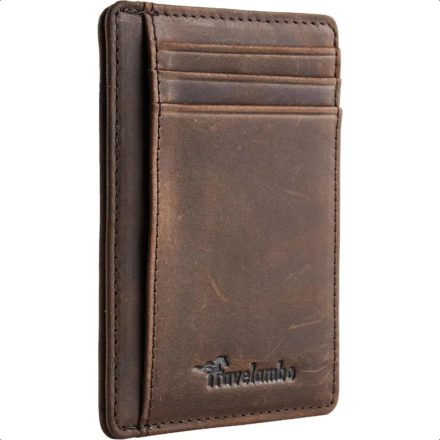 

Slim Wallet Front Pocket Minimalist Leather RFID Blocking Medium Size